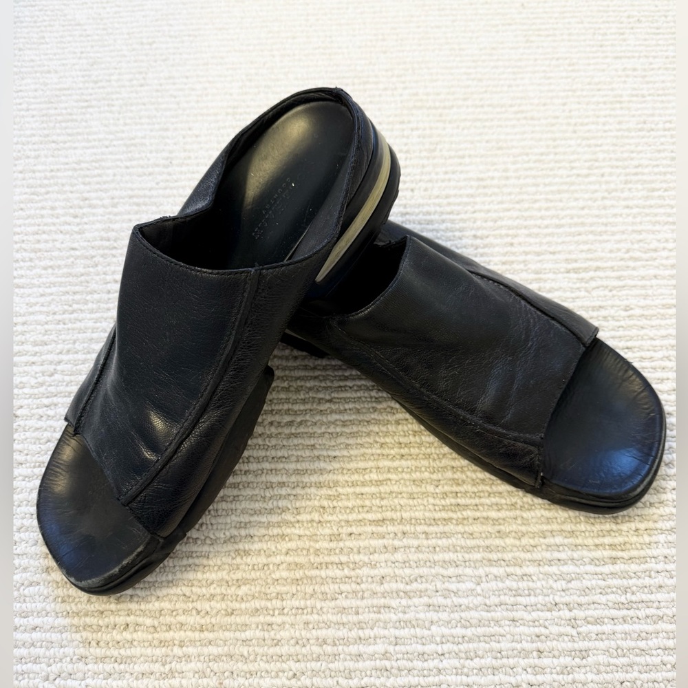 Cole Haan Nike Air Black Leather Open-Toe Slide Slide Sandals 11.5